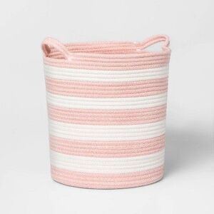 Pillowfort - Extra Large Striped Coiled Kids' Rope Basket Rose  Pink